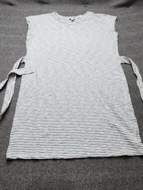 J.Crew Striped Mini Dress Tie Waist Sleeveless Cotton White Navy L
